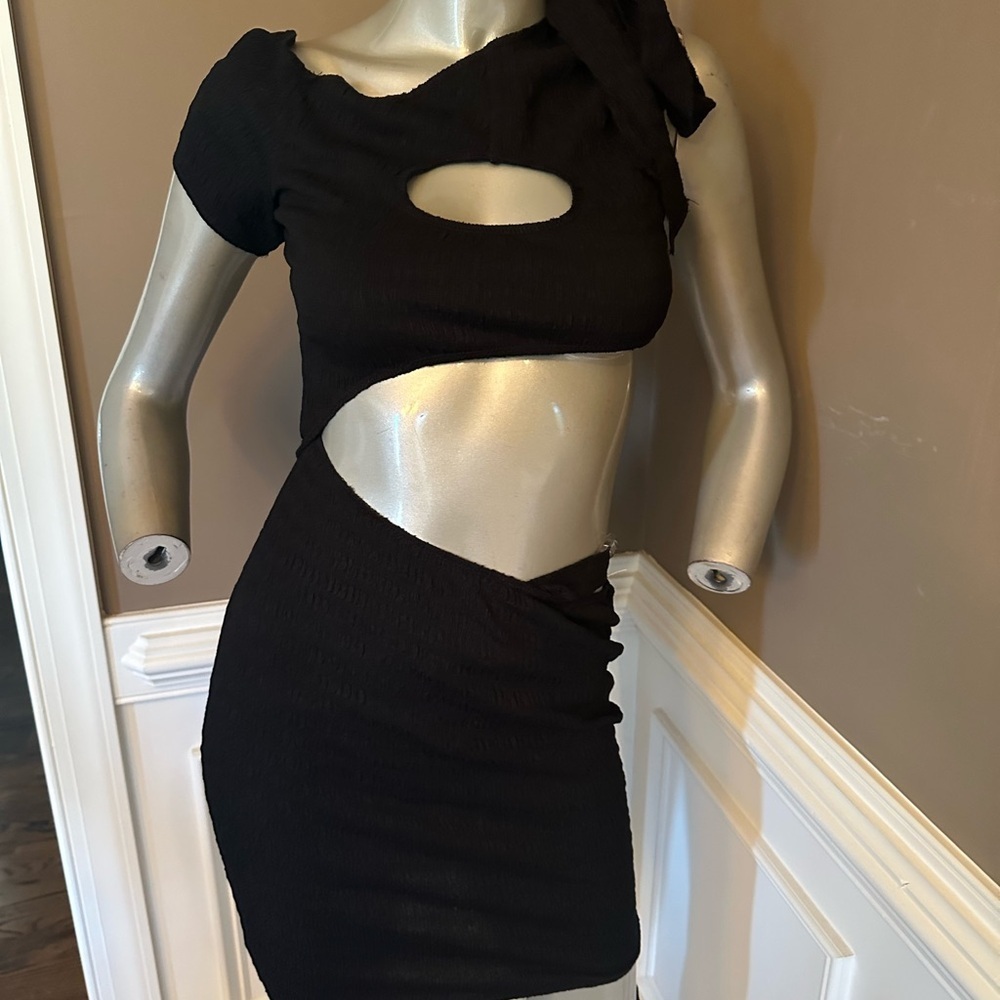 NWT JLUXLABEL Stretch Cutout Bodycon Black Dress Sz Large